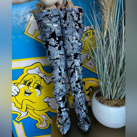 Free People Midnight Party Velvet Sequin Scrunch Boots Heels 38 7.5 festival - Picture 6 of 15